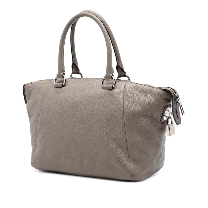 Prada Vitello Daino Double Handle Bag Brown Leather Very good condition - Back View