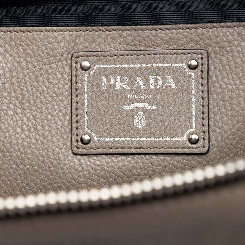 Prada Vitello Daino Double Handle Bag Brown Leather Very good condition - Box View