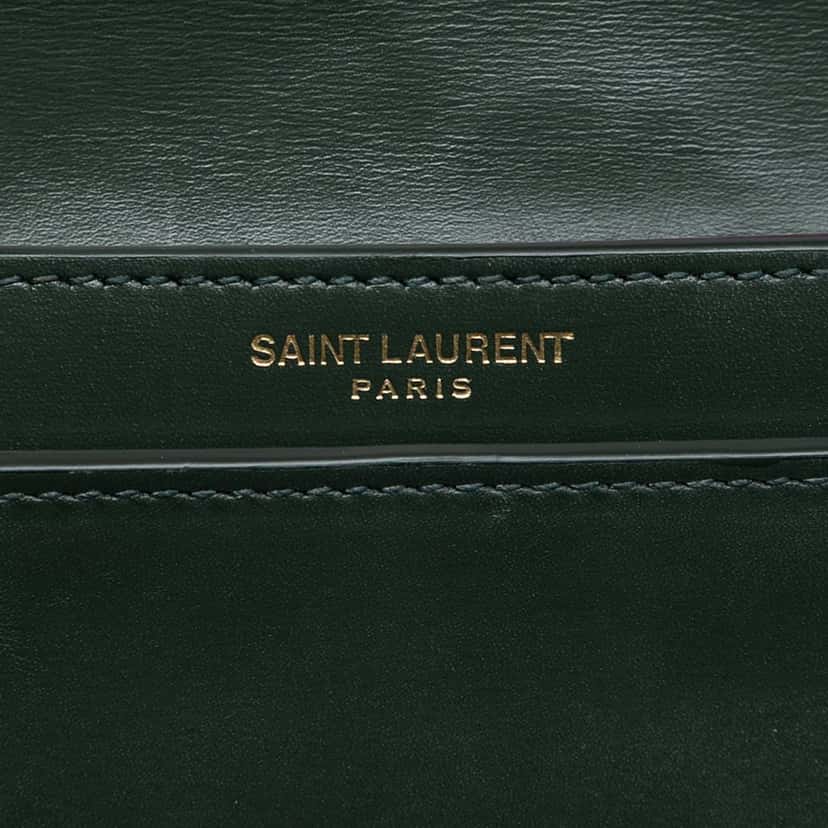 Saint Laurent Smooth Calfskin Monogram Cassandra Clasp Bag Green Leather Very good condition - Box View