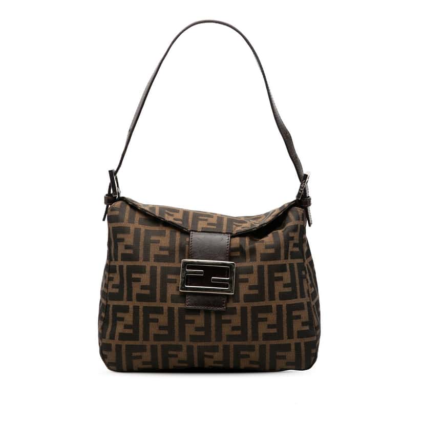 Fendi Zucca Canvas Double Flap Shoulder Bag Brown Very good condition - Front View
