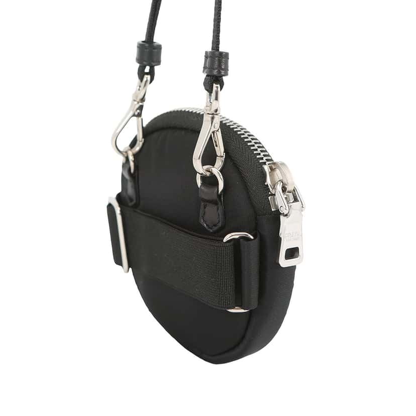 Prada Mini Tessuto Round Pouch Crossbody Black Very good condition - Back View