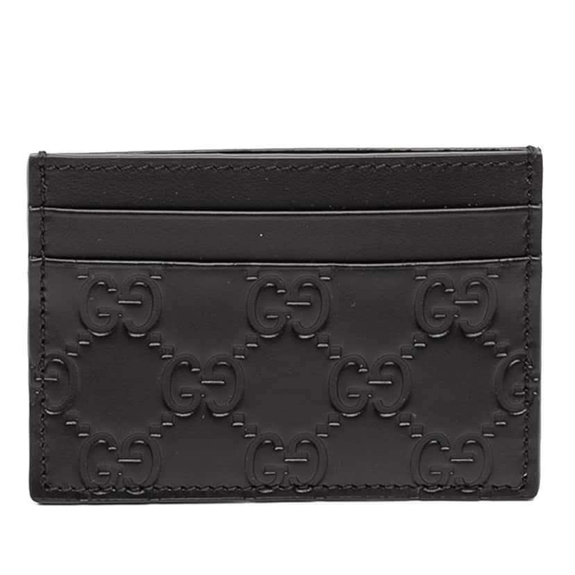 Gucci Guccissima Card Holder Black Leather Very good condition - Front View