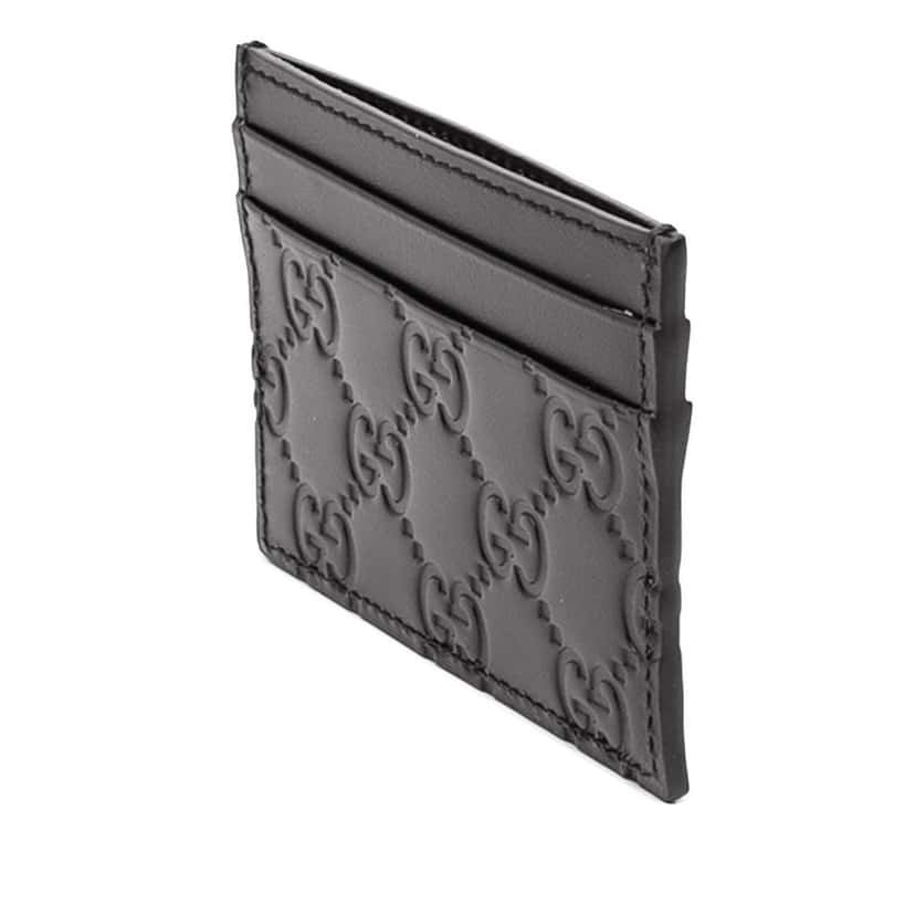 Gucci Guccissima Card Holder Black Leather Very good condition - Back View