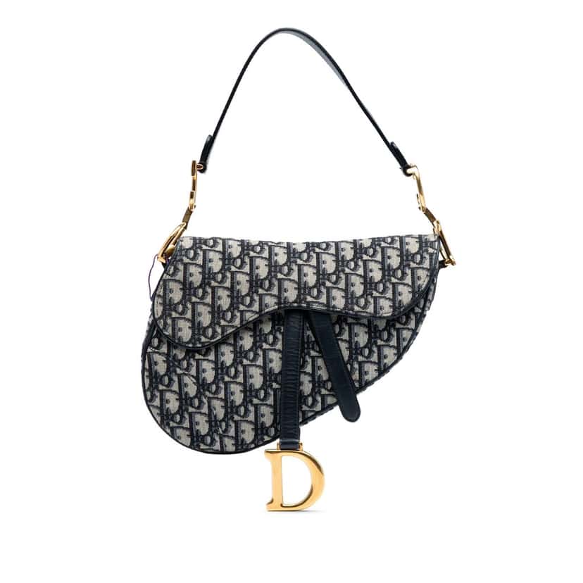 Dior Oblique Canvas Saddle Bag Blue Very good condition - Front View