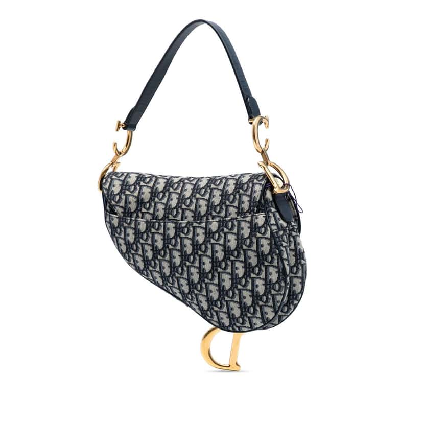 Dior Oblique Canvas Saddle Bag Blue Very good condition - Back View