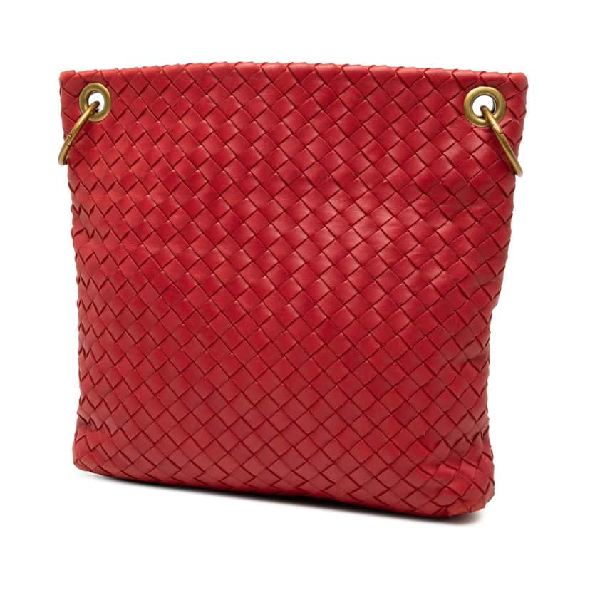 Bottega Veneta Nappa Intrecciato Crossbody Red Leather Very good condition - Back View