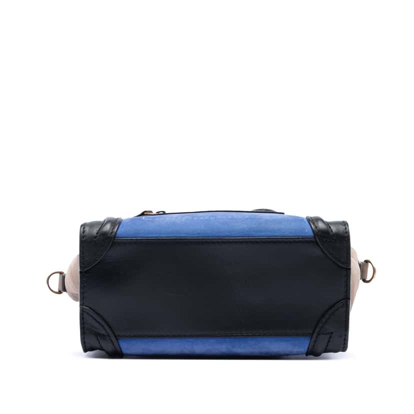 Celine Nano Tricolor Nubuck and Calfskin Luggage Tote Blue Leather Very good condition - Inside View
