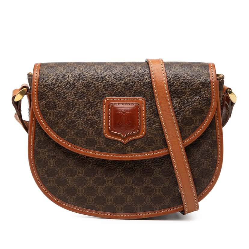 Celine Macadam Coated Canvas Crossbody Brown Very good condition - Front View