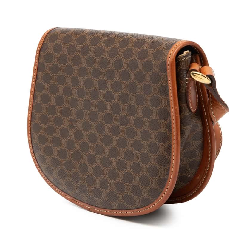 Celine Macadam Coated Canvas Crossbody Brown Very good condition - Back View