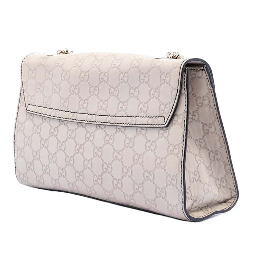 Gucci Medium Guccissima Emily Shoulder Bag White Leather Very good condition - Back View