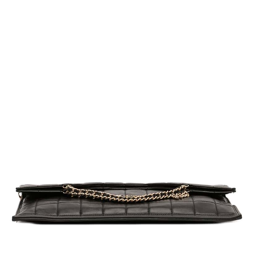 Chanel CC Chocolate Bar Lambskin Fold Down Envelope Shoulder Bag Black Leather Very good condition - Inside View