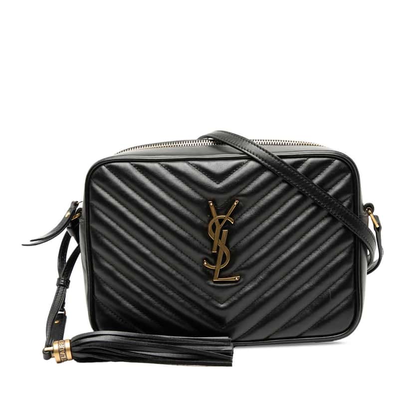 Saint Laurent Matelasse Leather Monogram Lou Camera Bag Black Leather Very good condition - Front View