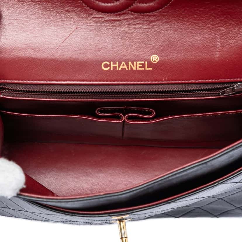 Chanel Medium Tall Classic Lambskin Double Flap Black Leather Very good condition - Model View