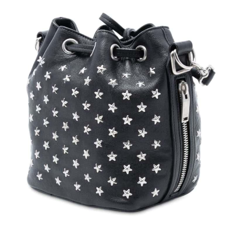 Saint Laurent Small Star Studded Calfskin Emmanuelle Bucket Bag Black Leather Very good condition - Back View