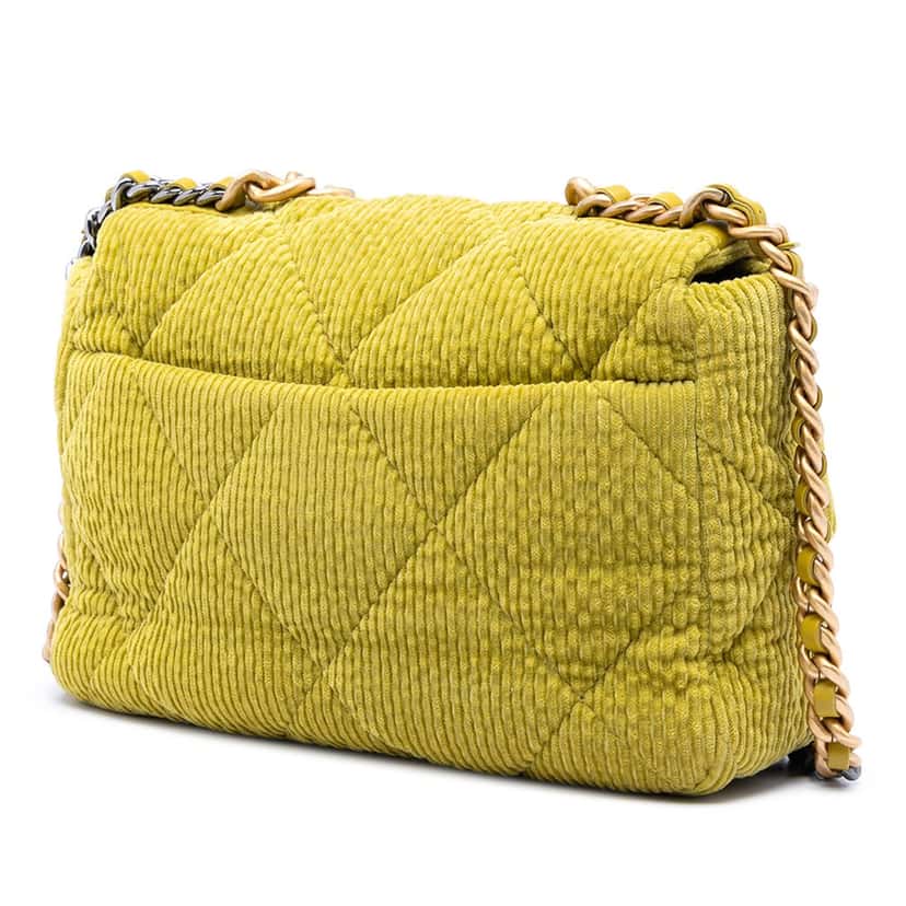 Chanel Large Corduroy 19 Flap Green Very good condition - Back View