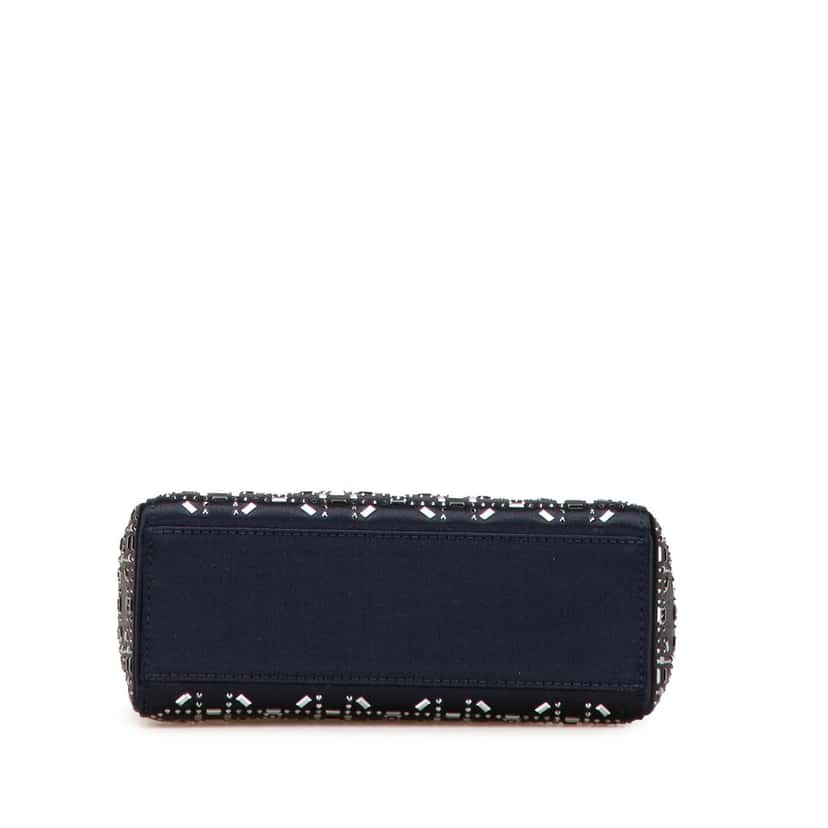 Dior Mini Satin Cannage Strass Crystal Embellished Lady Dior Blue Very good condition - Inside View