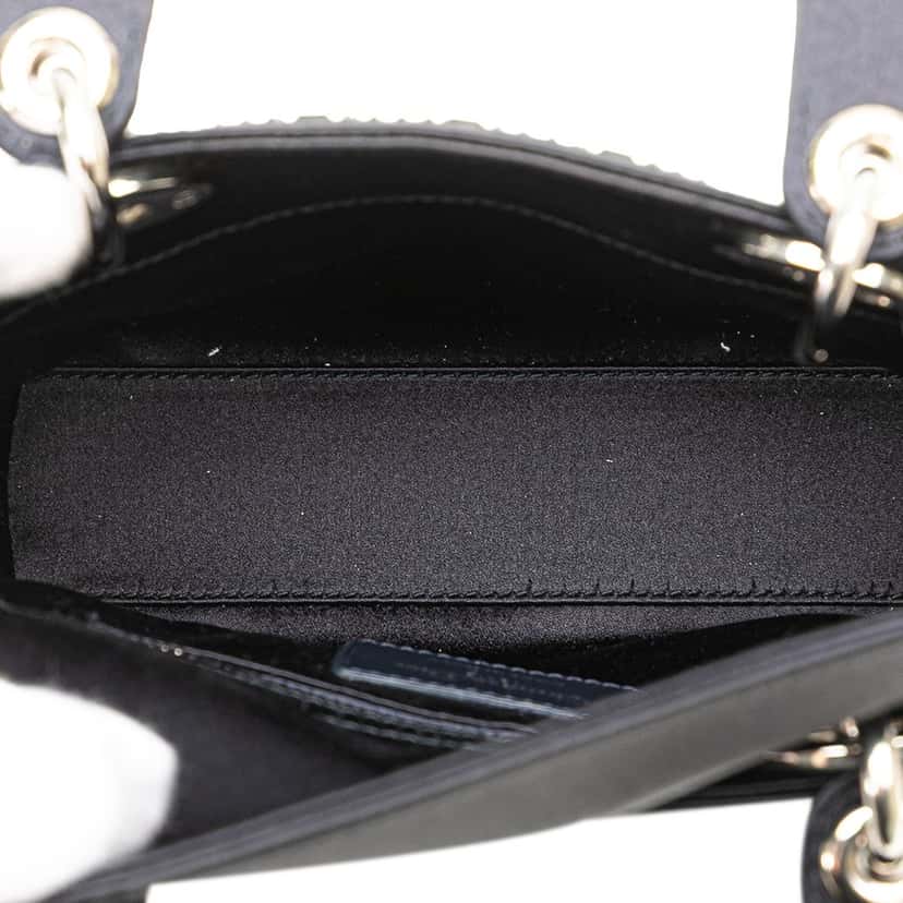 Dior Mini Satin Cannage Strass Crystal Embellished Lady Dior Blue Very good condition - Model View
