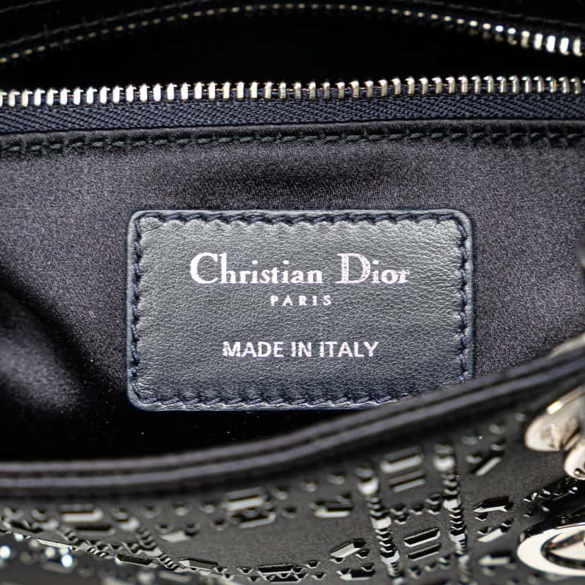 Dior Mini Satin Cannage Strass Crystal Embellished Lady Dior Blue Very good condition - Box View