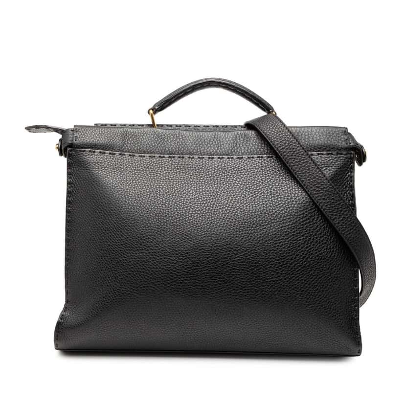 Fendi Large Leather Selleria Monster Peekaboo Iconic Fit Bag Black Leather Very good condition - Front View