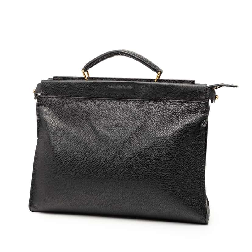 Fendi Large Leather Selleria Monster Peekaboo Iconic Fit Bag Black Leather Very good condition - Back View