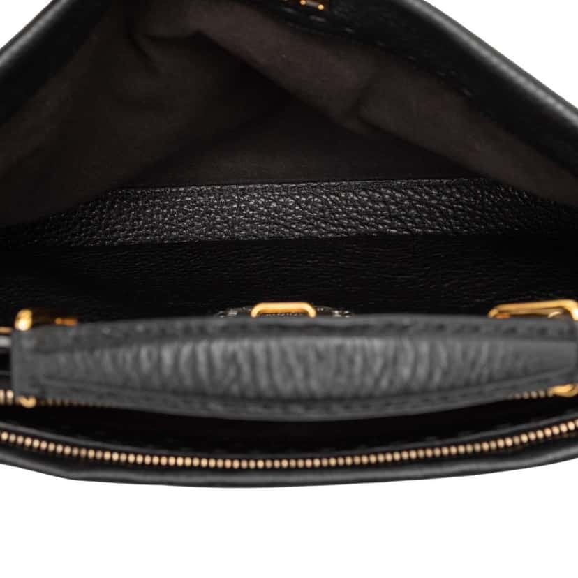 Fendi Large Leather Selleria Monster Peekaboo Iconic Fit Bag Black Leather Very good condition - Model View
