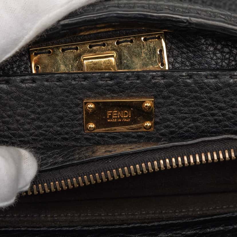 Fendi Large Leather Selleria Monster Peekaboo Iconic Fit Bag Black Leather Very good condition - Box View