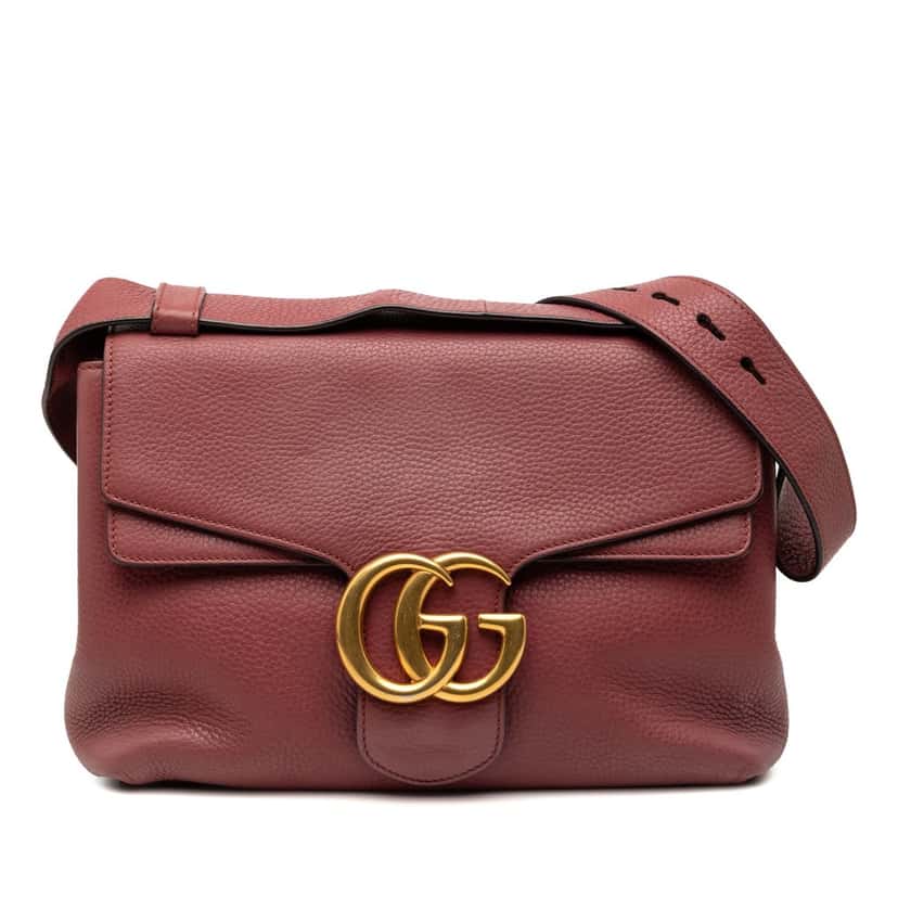 Gucci Small GG Marmont Leather Shoulder Bag Pink Leather Very good condition - Front View