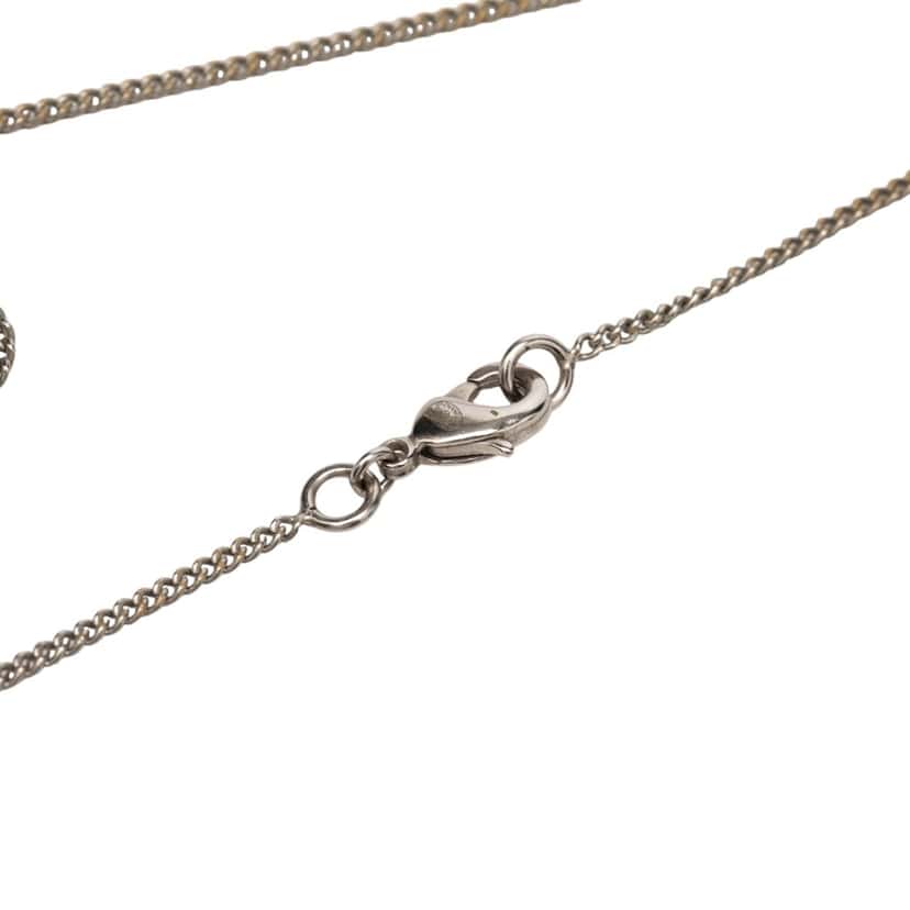 Chanel CC Brass Faux Pearl Pendant Necklace Silver Metal Very good condition - Inside View