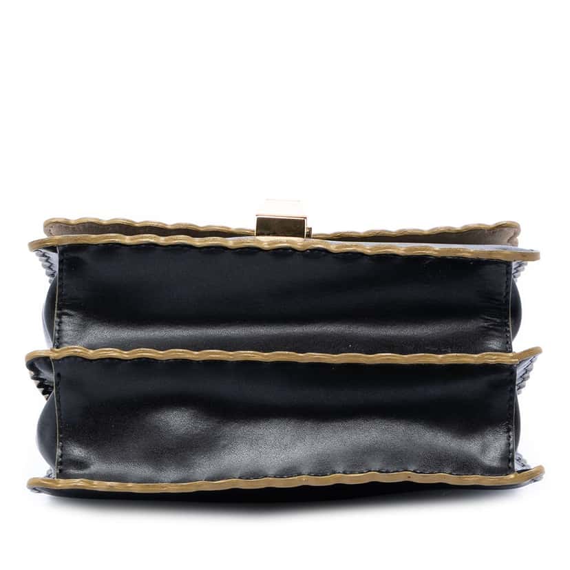 Fendi Small Scalloped Leather Kan I Crossbody Black Leather Very good condition - Inside View