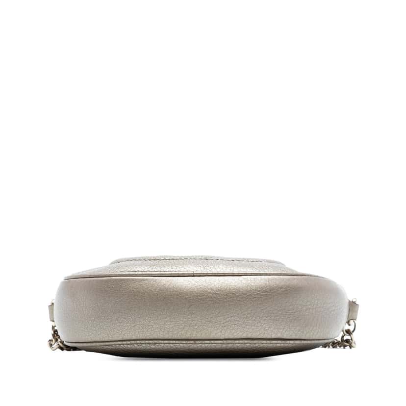Gucci Mini Metallic Pebbled Calfskin Soho Chain Crossbody Gold Leather Very good condition - Inside View