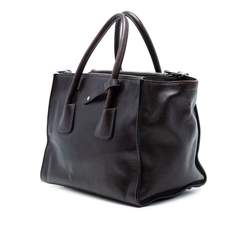 Prada Glace Calf Twin Pocket Double Handle Satchel Brown Leather Very good condition - Back View