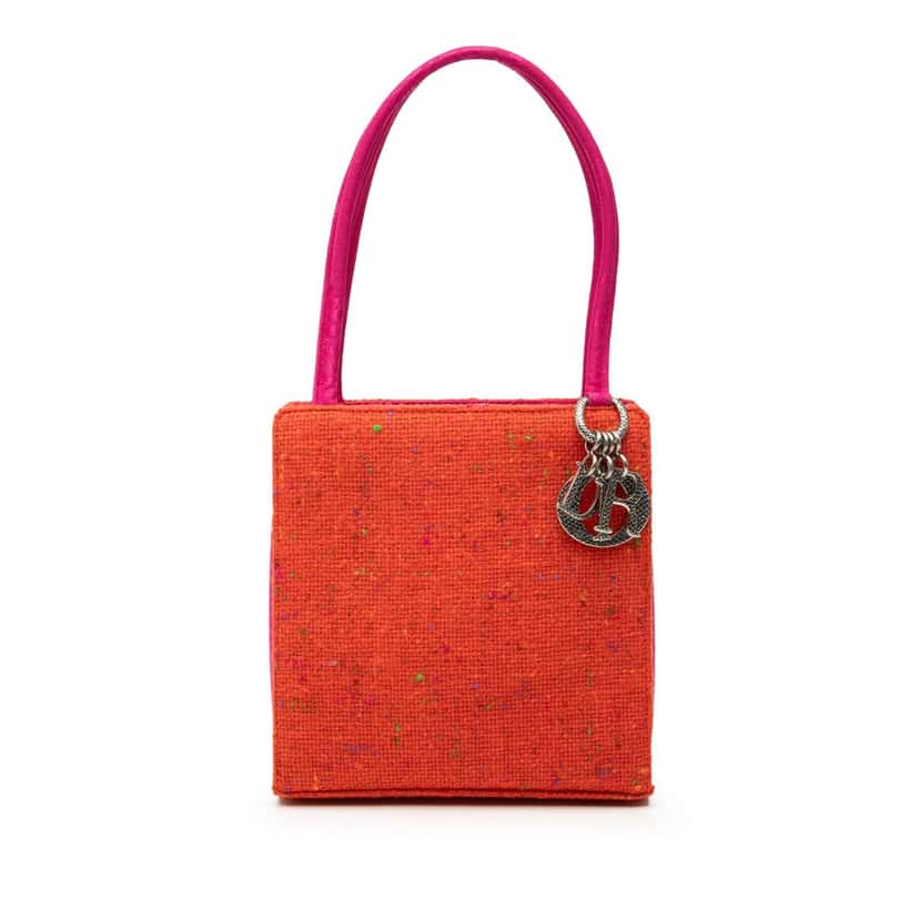 Dior Bicolor Tweed Top Handle Bag Orange Very good condition - Front View