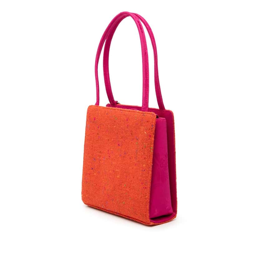Dior Bicolor Tweed Top Handle Bag Orange Very good condition - Back View