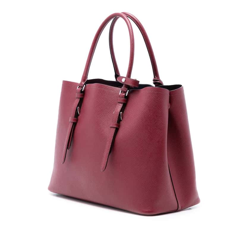 Prada Medium Saffiano Cuir Double Handle Satchel Red Leather Very good condition - Back View