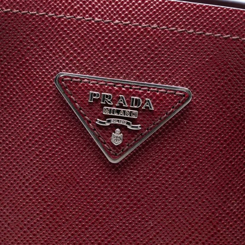 Prada Medium Saffiano Cuir Double Handle Satchel Red Leather Very good condition - Box View