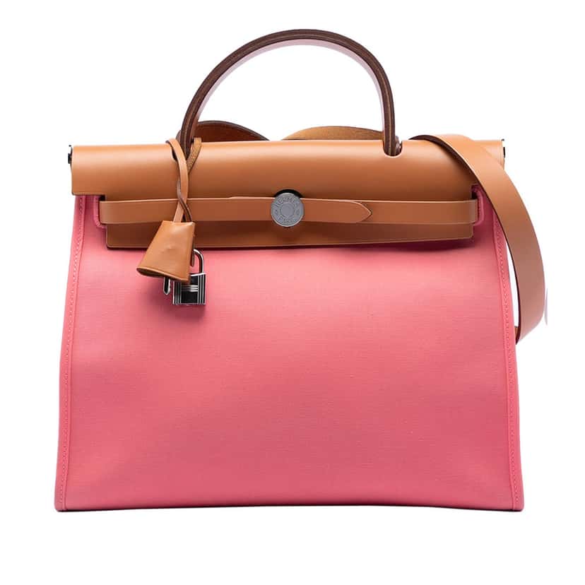 Hermès Toile Herbag Zip 31 Pink Very good condition - Front View