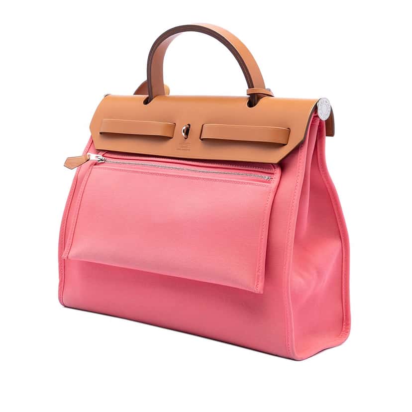 Hermès Toile Herbag Zip 31 Pink Very good condition - Back View