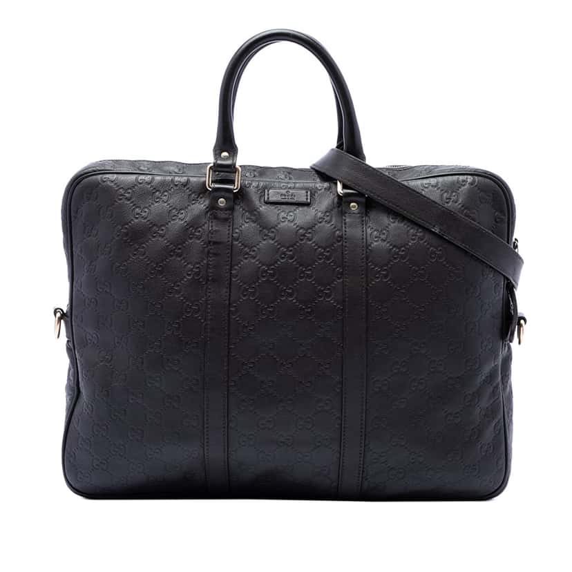 Gucci Guccissima Business Bag Brown Leather Very good condition - Front View