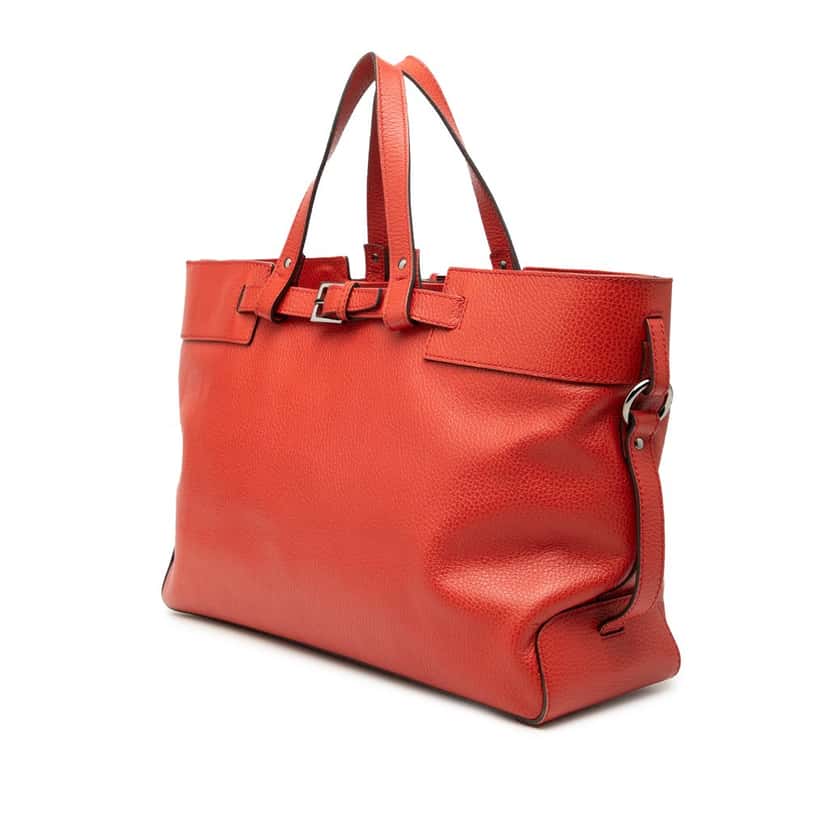 Gucci Calfskin Buckle Satchel Red Leather Very good condition - Back View