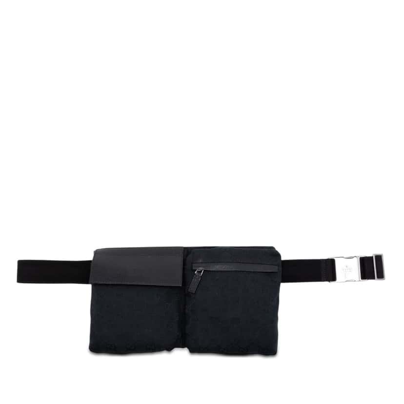 Gucci GG Canvas Double Pocket Belt Bag Blue Very good condition - Front View