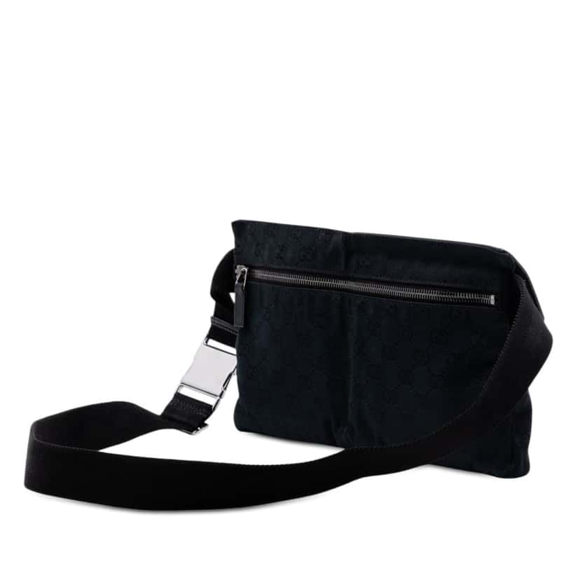 Gucci GG Canvas Double Pocket Belt Bag Blue Very good condition - Back View