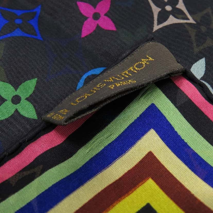 Louis Vuitton Takashi Murakami Monogram Multicolor Silk Handkerchief Black Very good condition - Model View