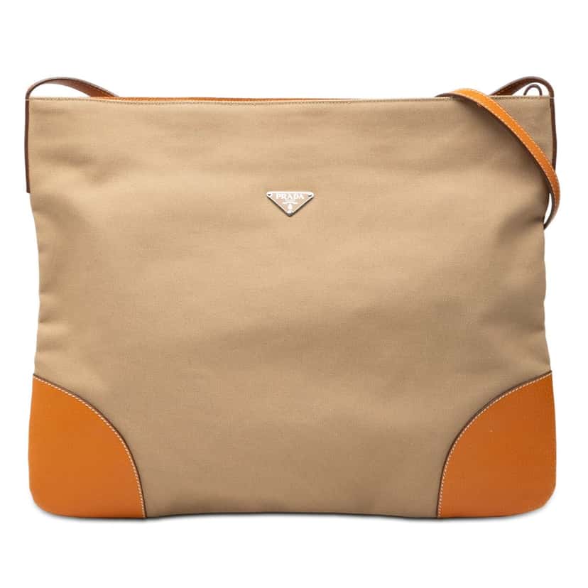 Prada Canvas Logo Crossbody Beige Very good condition - Front View