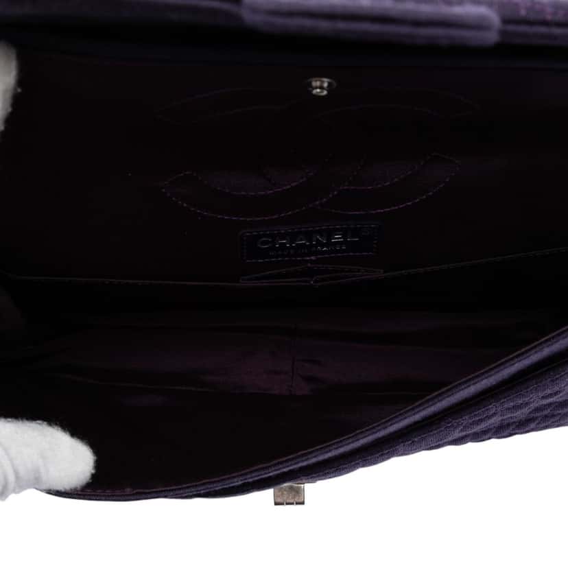 Chanel Quilted Jersey Coco Croc Reissue 2.55 Double Flap 226 Purple Very good condition - Model View