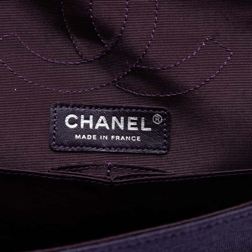 Chanel Quilted Jersey Coco Croc Reissue 2.55 Double Flap 226 Purple Very good condition - Box View