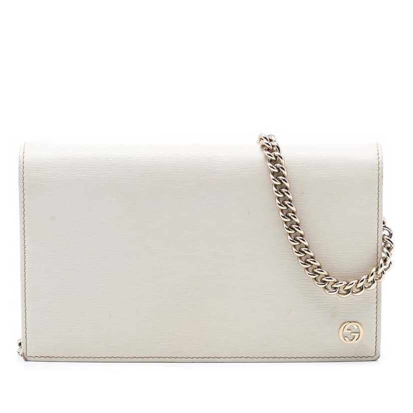 Gucci Leather Betty Wallet On Chain White Leather Very good condition - Front View
