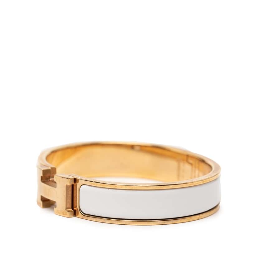 Hermès Narrow Enamel Clic H Bracelet PM White Very good condition - Back View