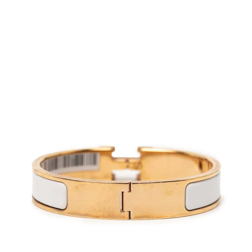Hermès Narrow Enamel Clic H Bracelet PM White Very good condition - Inside View