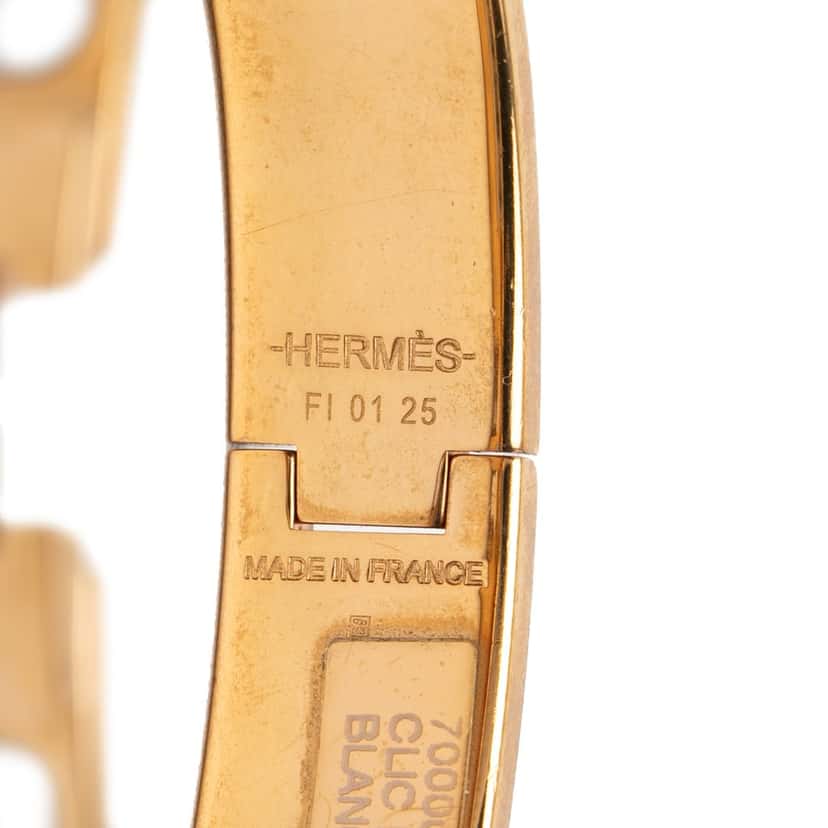 Hermès Narrow Enamel Clic H Bracelet PM White Very good condition - Model View