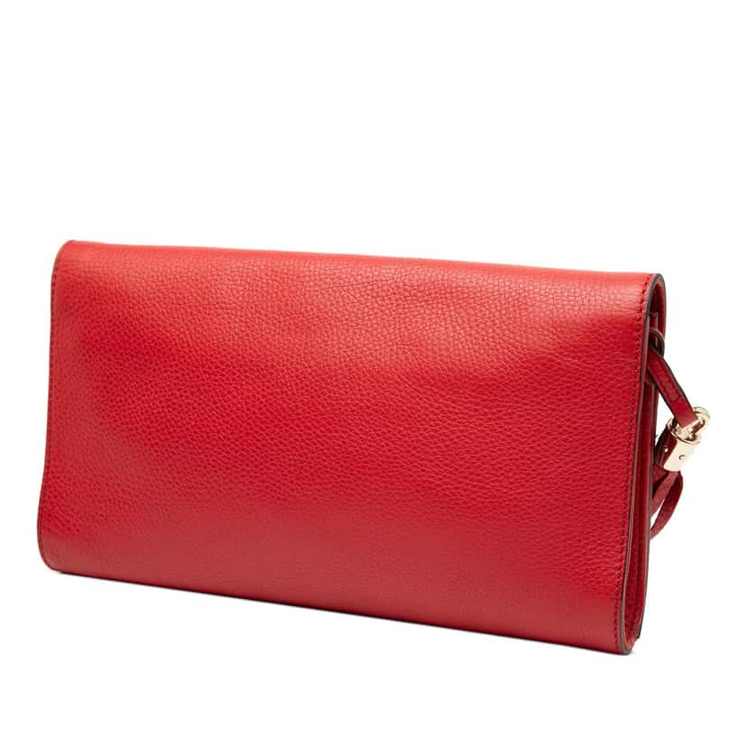 Gucci Leather Soho Disco Clutch Red Leather Very good condition - Back View
